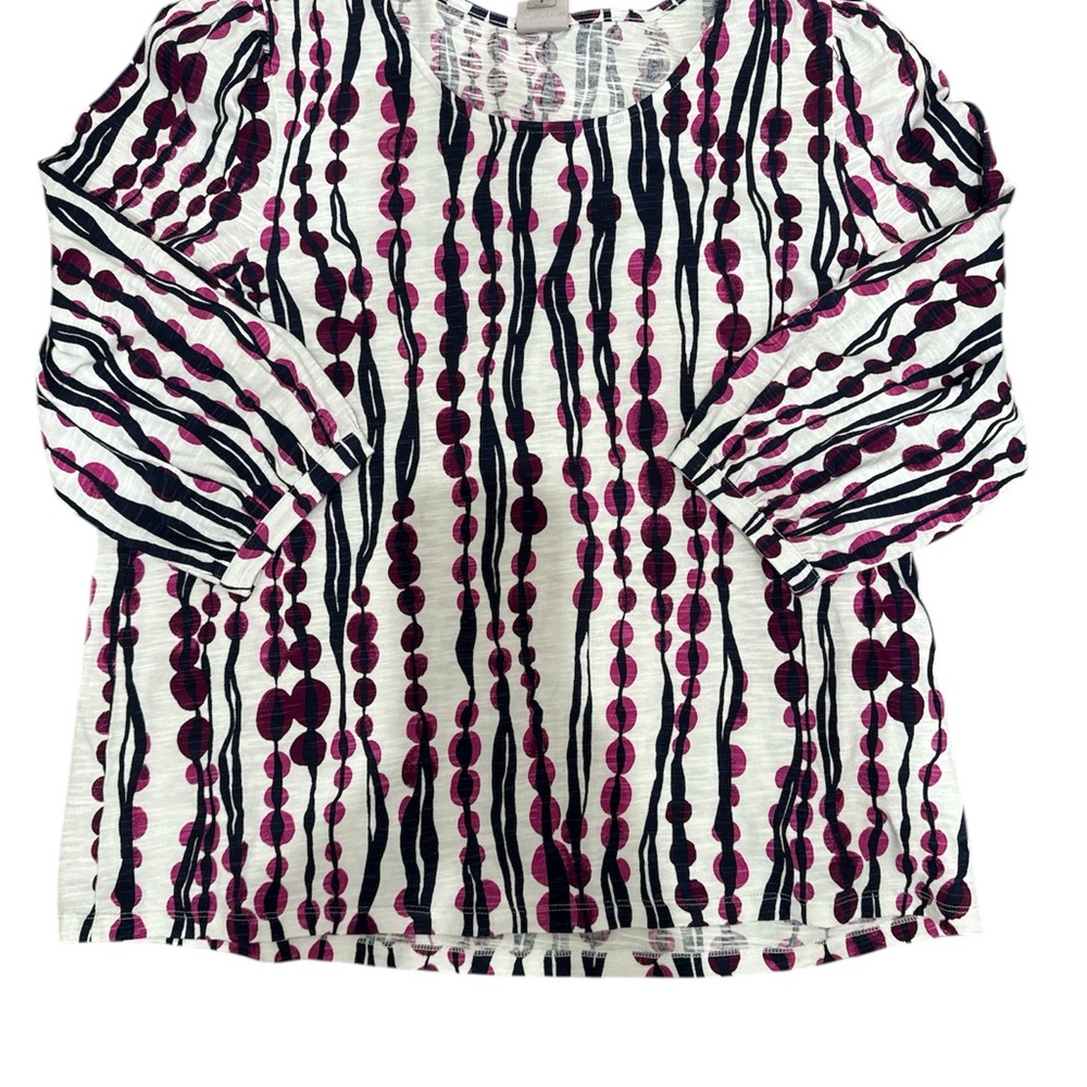 Chico’s Women's Striped Top - Pink and Black Size 3 XL